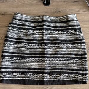 LOFT Black and Gray Striped Pencil Skirt